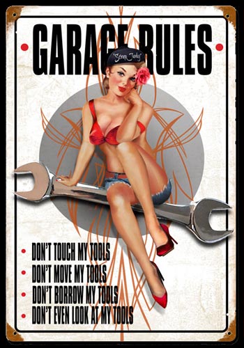 Garage Rules Pin Up Girl Sign Garage Art