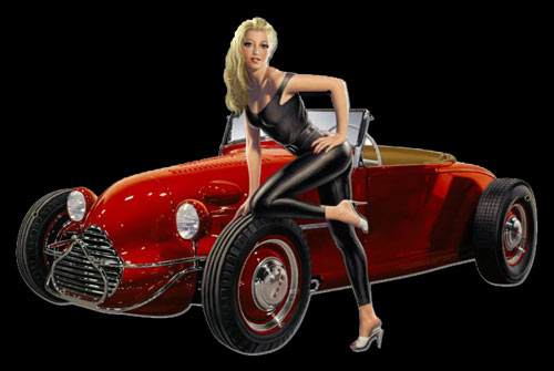 Hot Rod Pin Up Girl Sign Garage Art