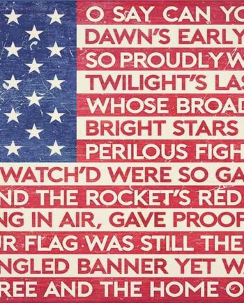 American Flag Star Spangled Banner Lyrics Vintage Sign